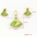 Custom green &amp; gold Edelstahl-Sets Schmuck, sehr billig Mode-Design-Sets in Alibaba